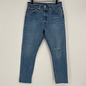Levi's 501 High Rise Raw Hem Button Fly Distressed Womens Jeans 30x28